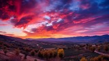 Spectacular sunset with pink clouds in Spain