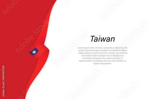 Wave flag of Taiwan with copyspace background photo