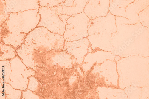 Peach toned colour grunge decorative wall background. Art rough stylized texture banner trendy color 2024. Grunge color texture
