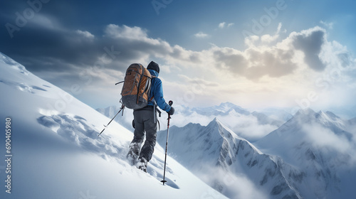 Aventure Hivernale : Paysage de montagne enneigée et activités sportives photo