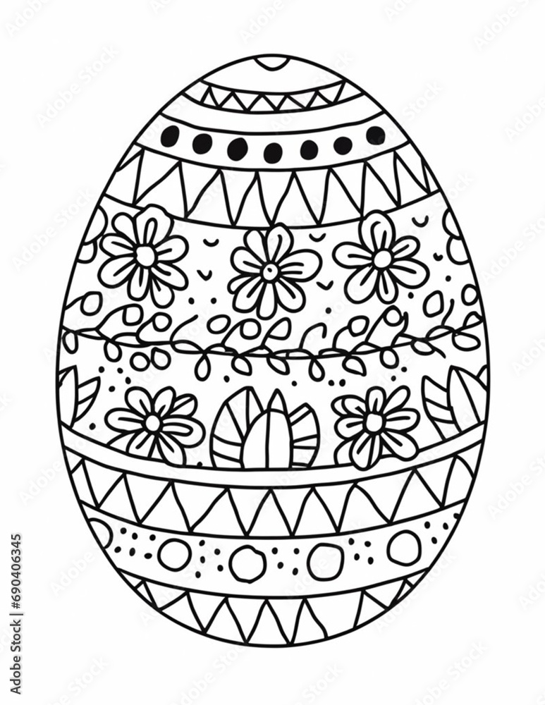 large easter egg coloring page for children for easter