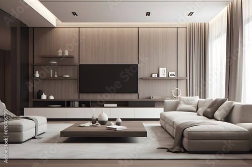 Minimalist and modern living room interior. Interior design for living room. Generative AI 