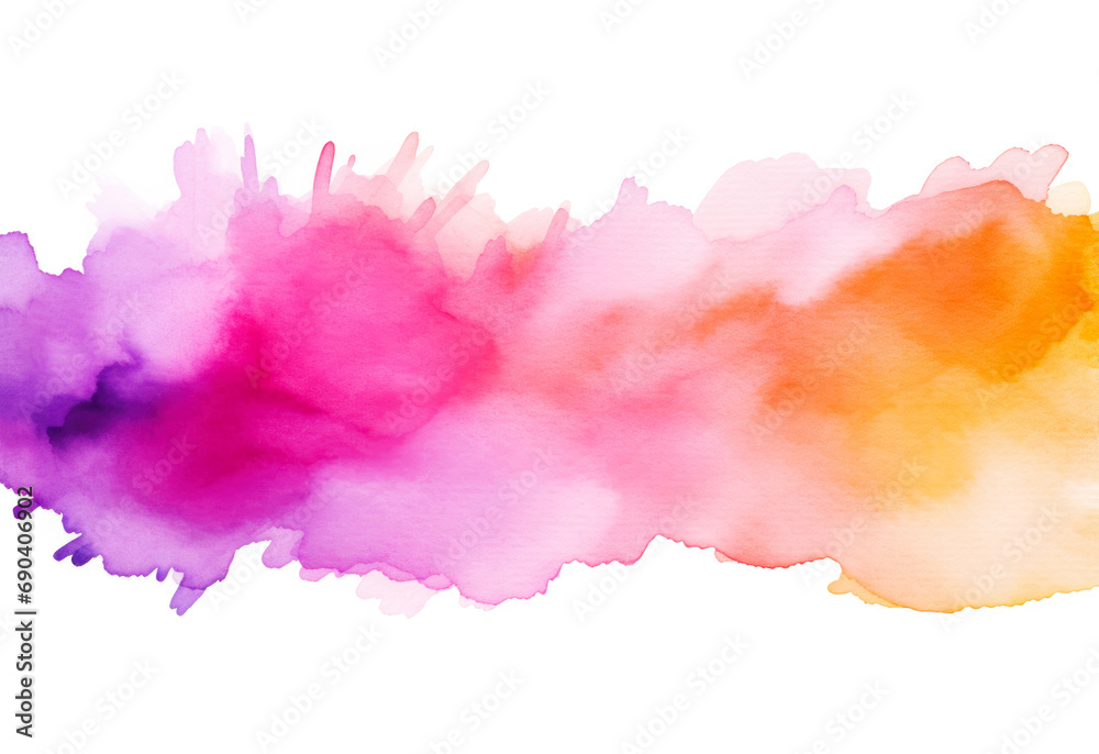 Watercolor Colorful Painting on White