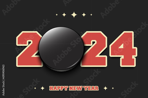 Happy New Year 2024 and hockey puck