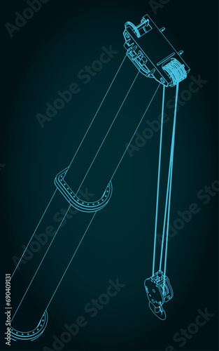 Crane telescopic boom close up illustration