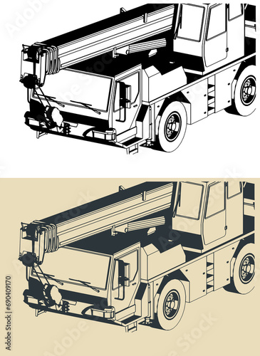 Mobile crane with telescopic boom close-up