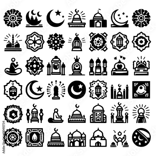 set of icons ramadhan islami
