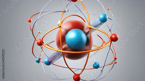 Atom Illustration on White Background Atomic Structure consisting of Protons Neutrons, Mesmerizing imagery unveiling the hidden beauty of atoms and molecules