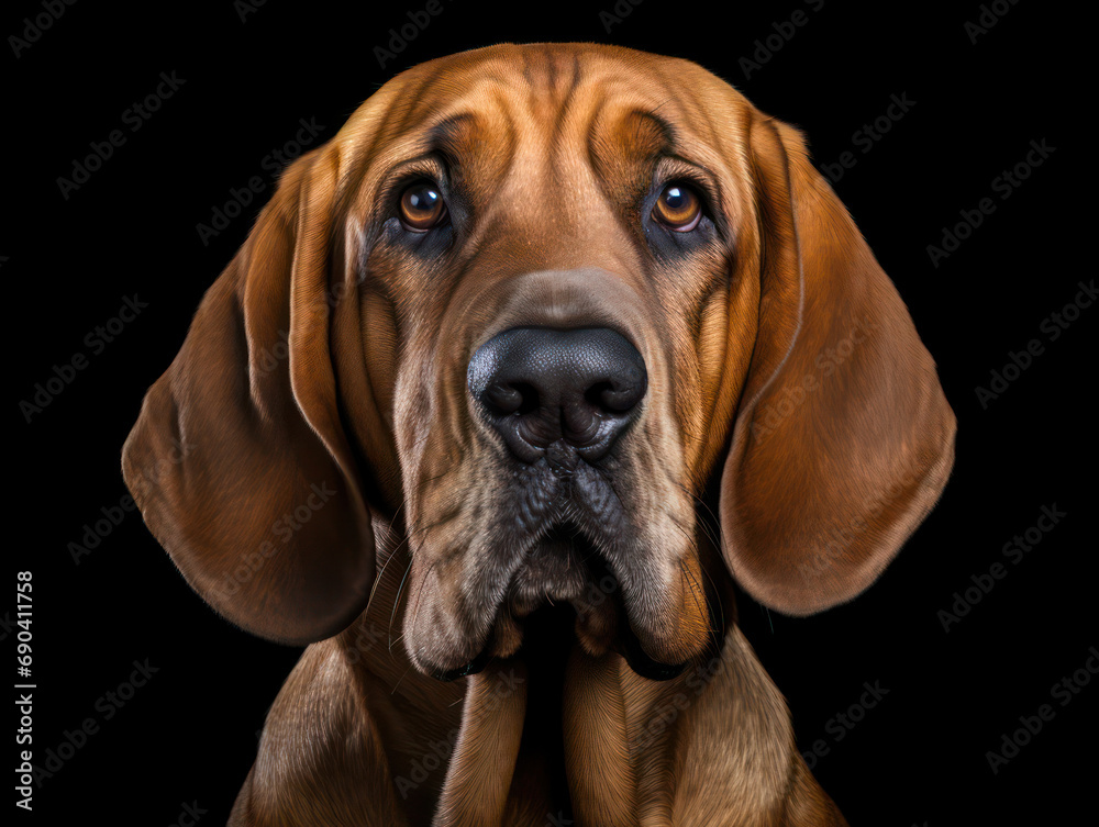 Bloodhound Dog Studio Shot Isolated on Clear Background, Generative AI Bloodhound Dog Studio Shot Isolated on Clear Background, Generative AI