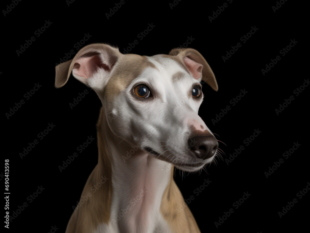 Whippet Dog Studio Shot Isolated on Clear Background, Generative AI Whippet Dog Studio Shot Isolated on Clear Background, Generative AI