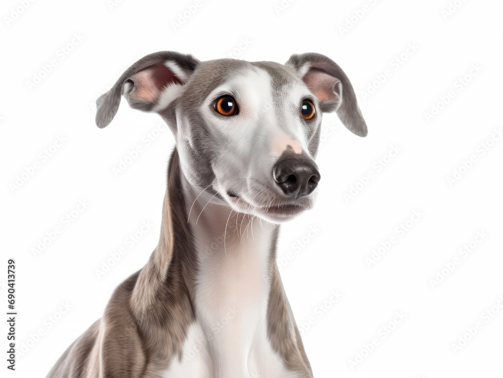 Whippet Dog Studio Shot Isolated on Clear Background, Generative AI