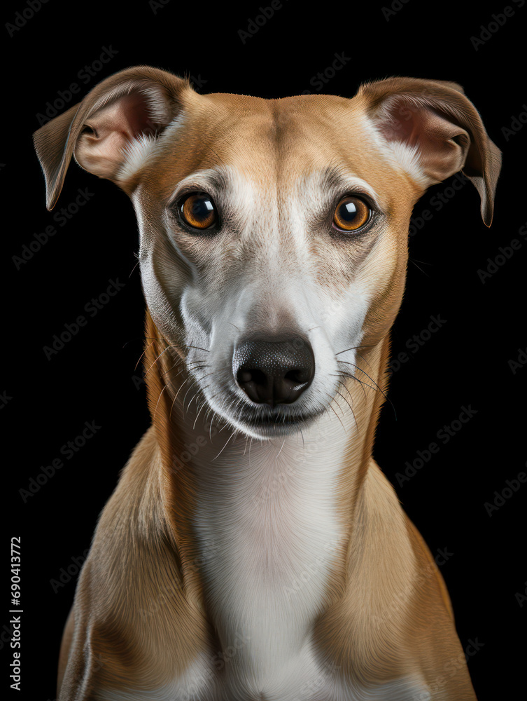 Whippet Dog Studio Shot Isolated on Clear Background, Generative AI Whippet Dog Studio Shot Isolated on Clear Background, Generative AI