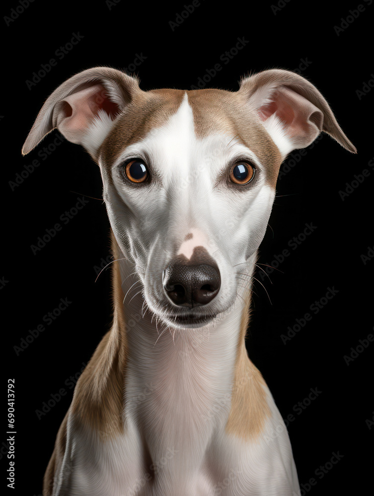 Whippet Dog Studio Shot Isolated on Clear Background, Generative AI