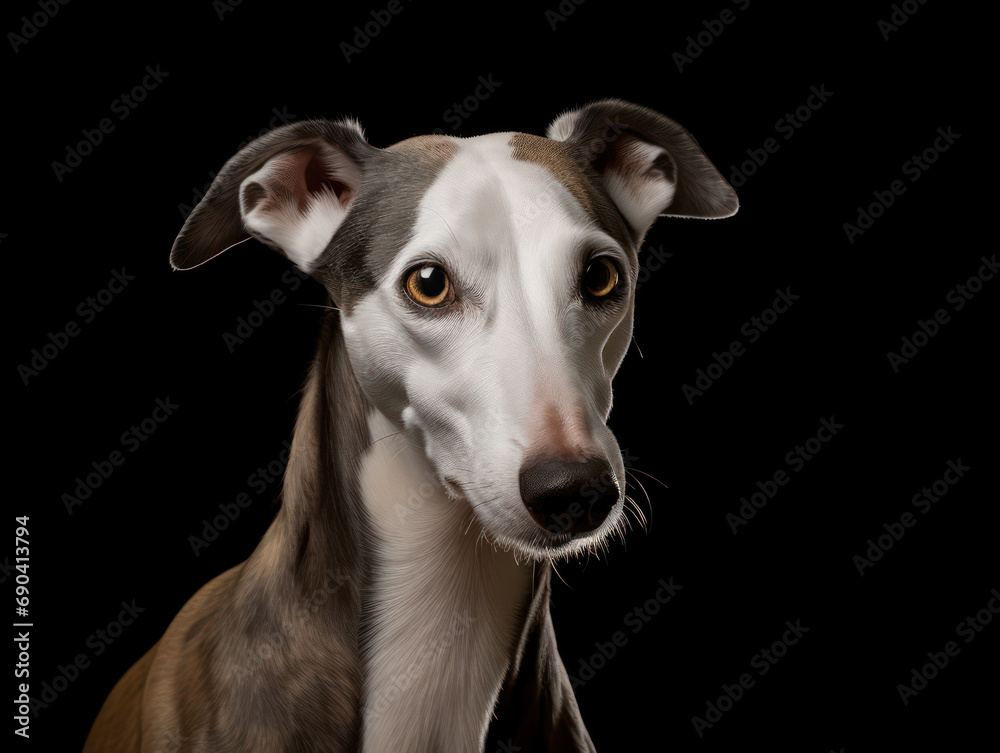 Whippet Dog Studio Shot Isolated on Clear Background, Generative AI