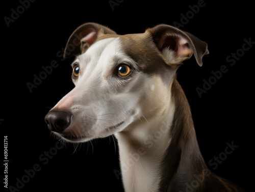 Whippet Dog Studio Shot Isolated on Clear Background, Generative AI