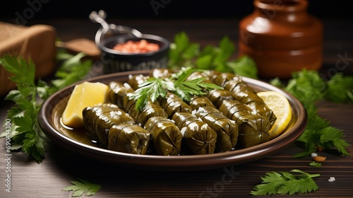 Grape leaves, rice, and meat are the main ingredients in dolma. © Shabnam