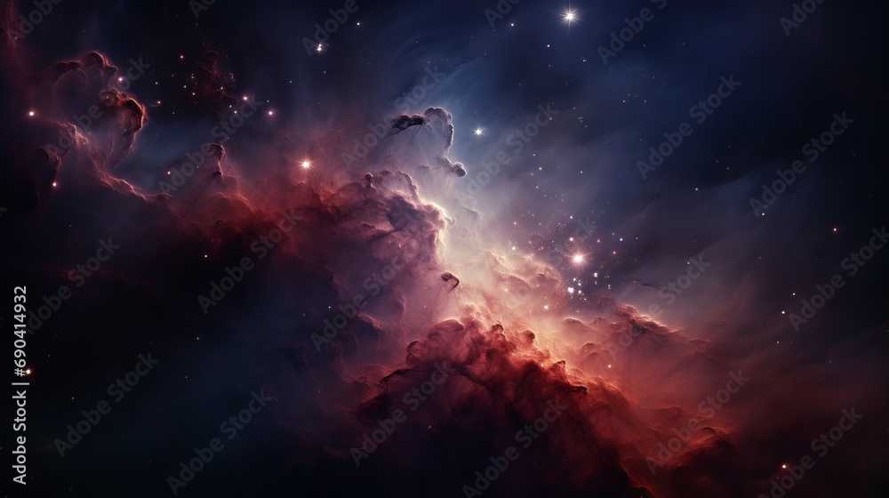 In the depths of space, there are nebulae and star clusters that shine brightly with nearby stars In the depths of space, there are nebulae and star clusters that shine brightly with nearby stars