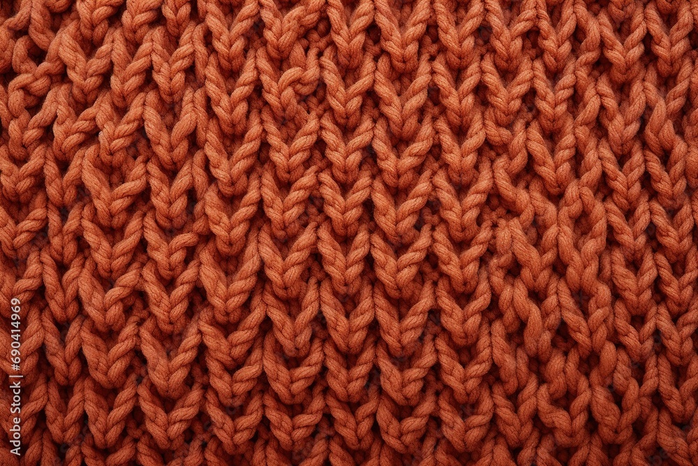 Fototapeta premium orange knitted wool fabric texture background, soft and cozy patterned surface