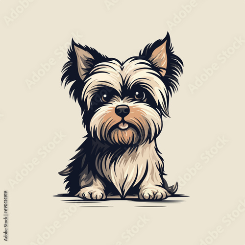 Yorkshire Terrier in cartoon, doodle style. Isolated 2d vector illustration in logo, icon, sketch style, Eps 10. AI Generative photo