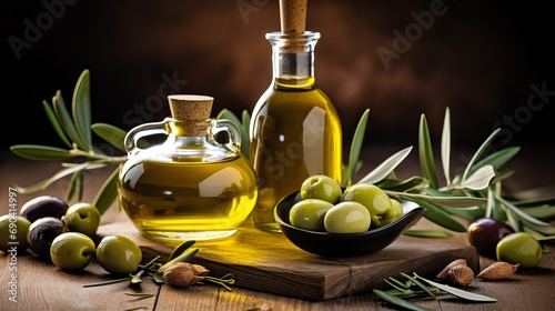 Olive oil is being applied to a wooden table.