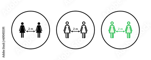 Social distancing icon set. social distance icon. self quarantine sign