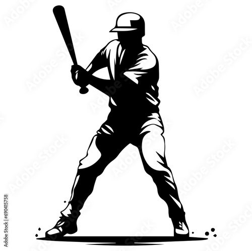 baseball players vector silhouettes. baseballer, isolated ink drawings, Silhouette of a male baseball player hitting the ball vector illustration.