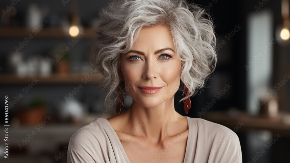 close up portrait of an attractive mature woman
