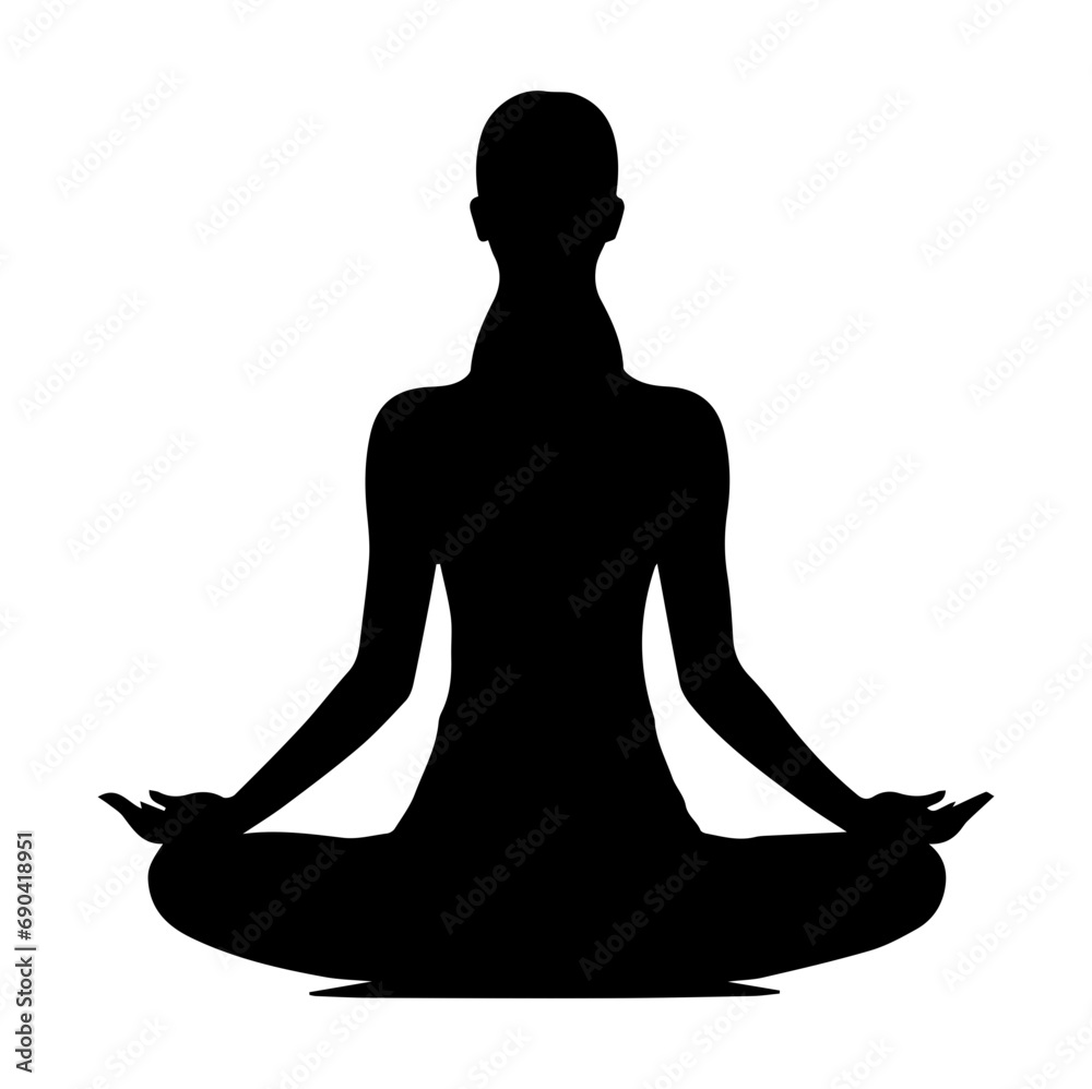 Yoga pose silhouette vector illustration isolated. Yoga pose for relaxation and meditation. Shapes of slime girl practicing yoga in meditation position. Yoga pose silhouette vector illustration isolated. Yoga pose for relaxation and meditation. Shapes of slime girl practicing yoga in meditation position.