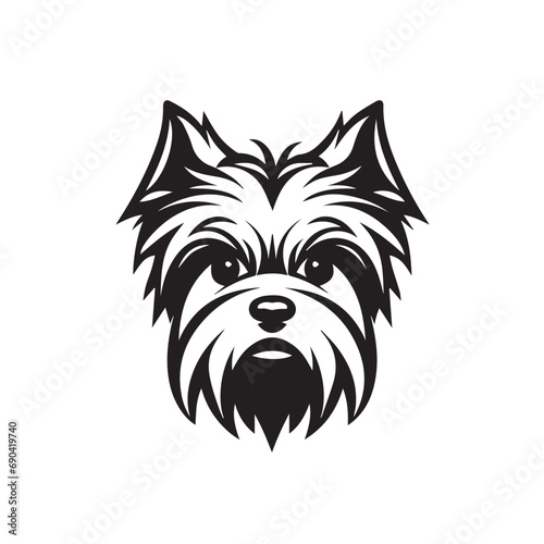 Yorkshire Terrier in cartoon, doodle style. Isolated 2d vector illustration in logo, icon, sketch style, Eps 10, black and white. AI Generative