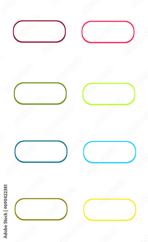 Buttons colorful non-luminous and luminous frames on a transparent background Buttons colorful non-luminous and luminous frames on a transparent background