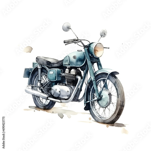 Classic Watercolor Street Motorcycles - Vintage Art Prints