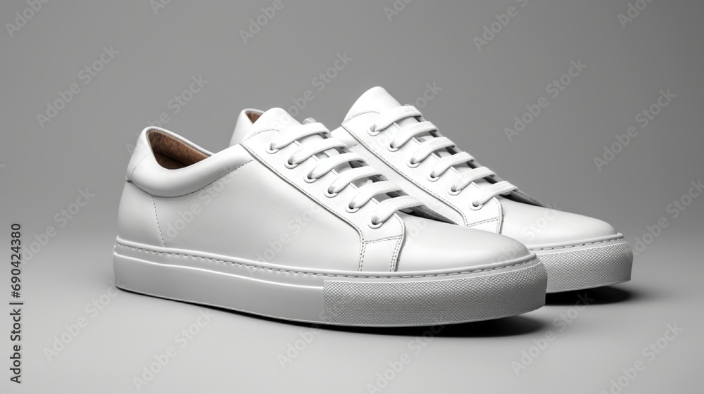  Pair of white shoes on the floor isolated on white background