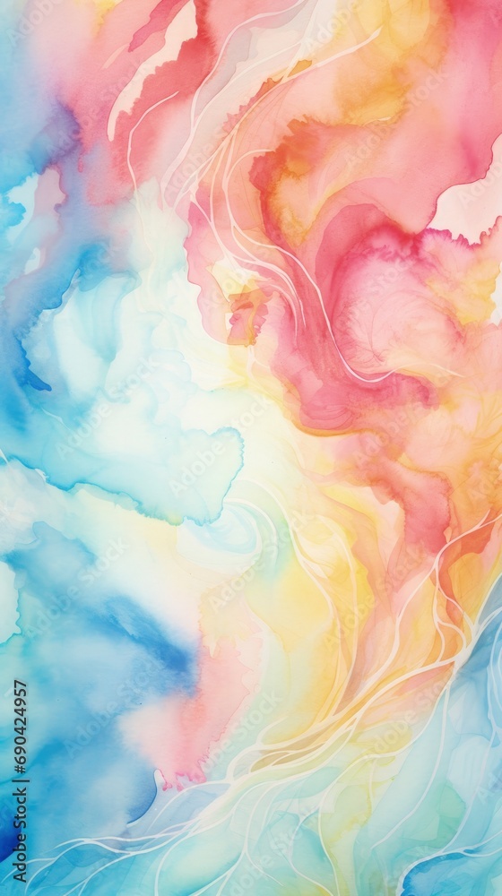Abstract watercolor blend, vibrant colors swirl, fluid art, pink and blue hues, artistic background design. Traditional Asian Art inspired