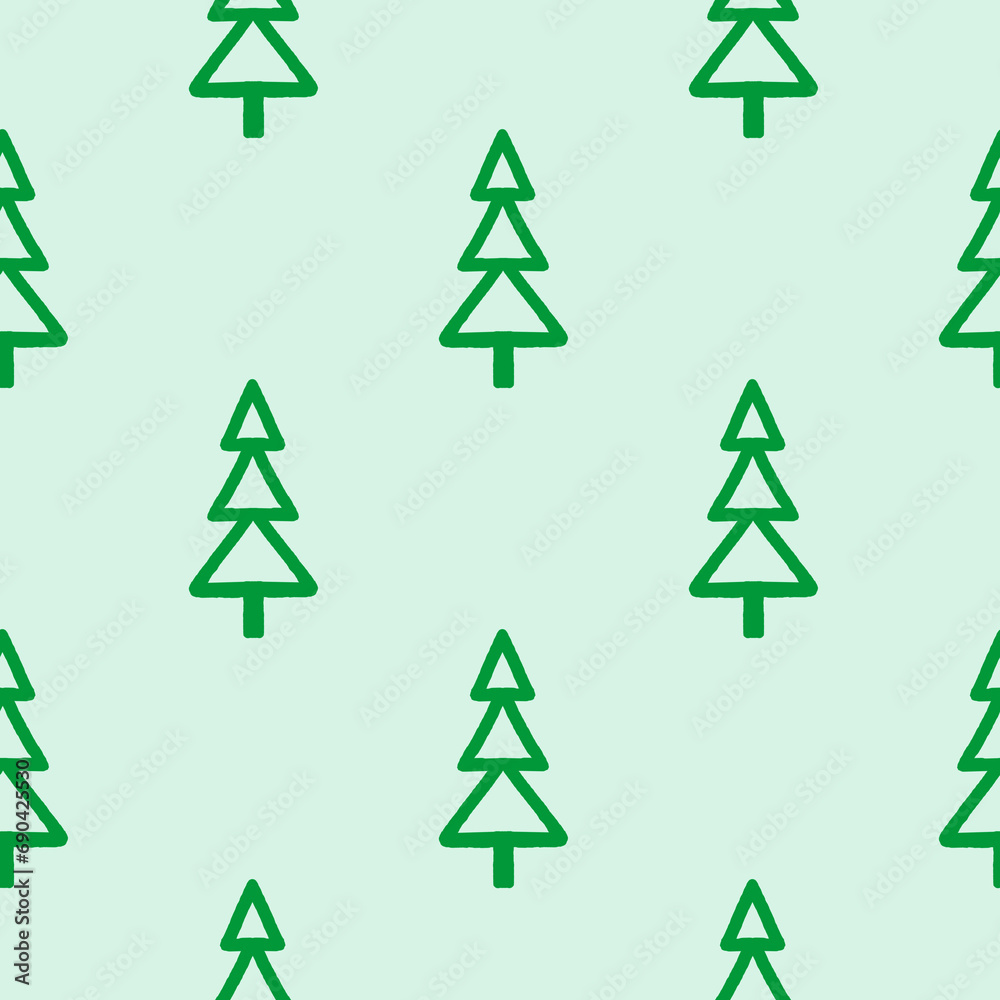 Christmas background with green trees on a white background. Seamless pattern.For textiles, gift wrapping. Christmas background with green trees on a white background. Seamless pattern.For textiles, gift wrapping.