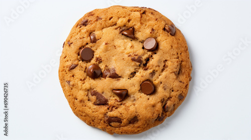 Chocolate chip cookie on a white background