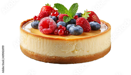 cheesecake with berries on png photo