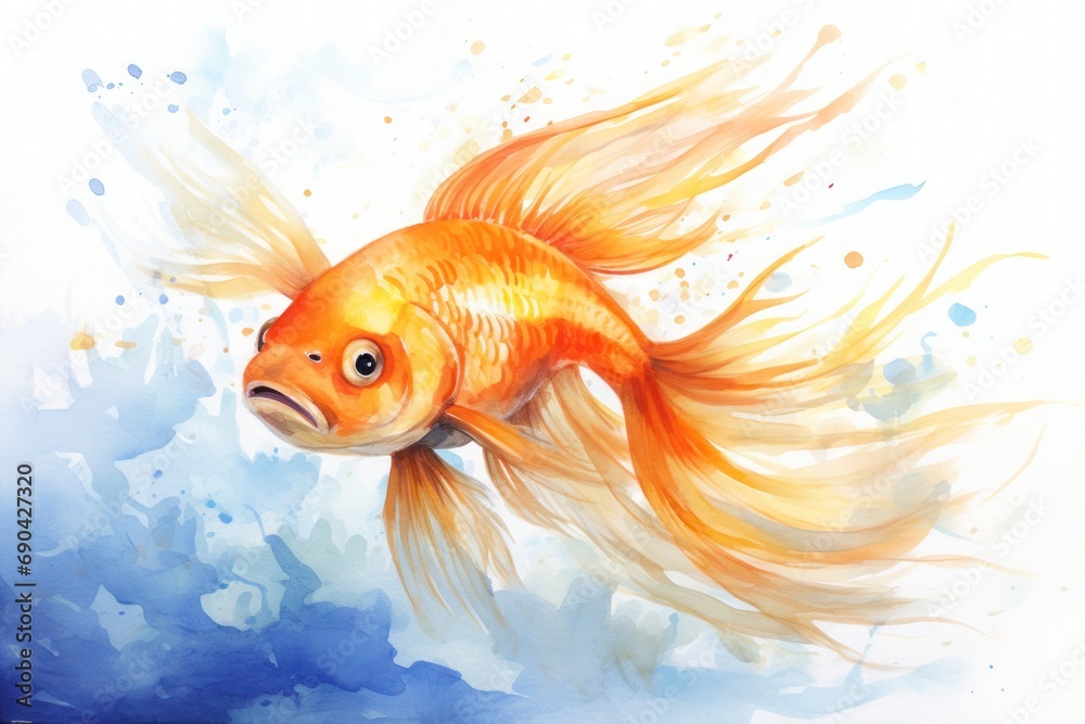 golden fish in watercolor