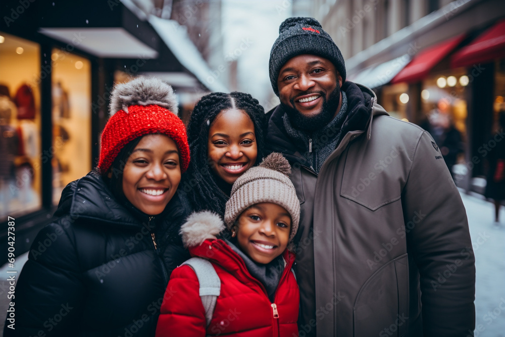 Family happy during shopping in market Family happy during shopping in market