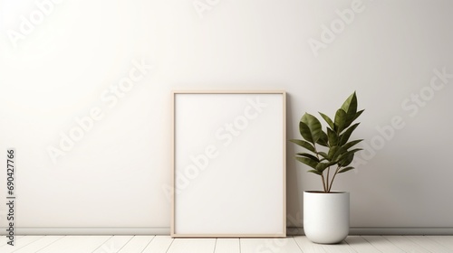 A wall mock up in room with plants