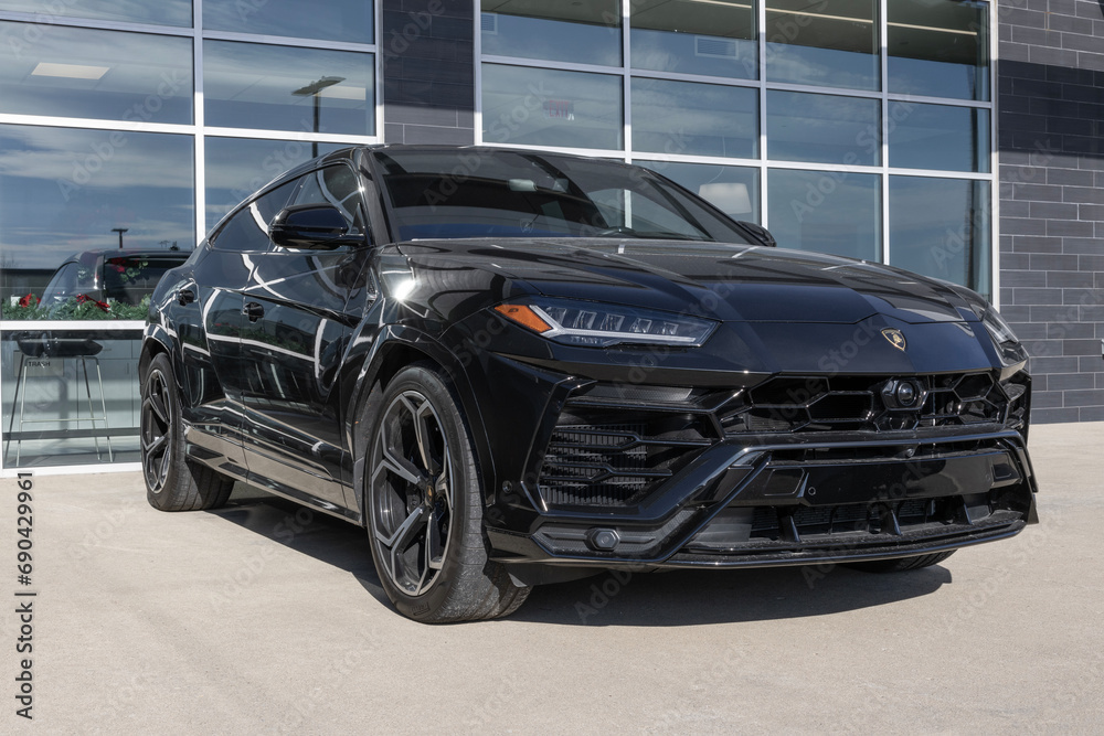 Urus Base SUV display at a dealership. also