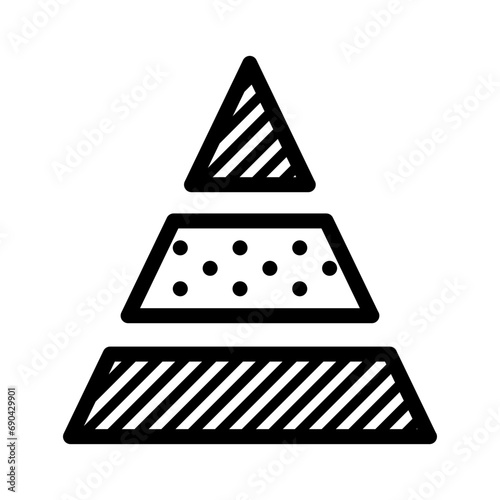Triangular icon. Statistics icon. Truncated triangles, with each area shaded differently