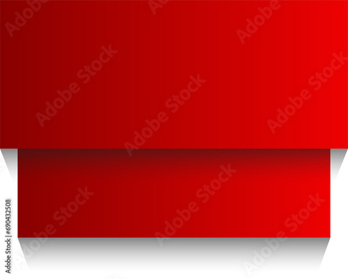 Red paper rectangle and shadow, label, banners, icon