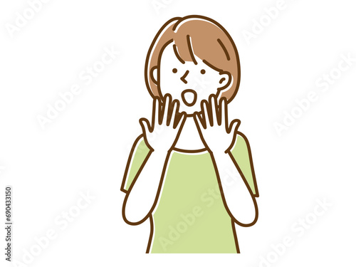 手を上げて喜んでいる一人の若い女性