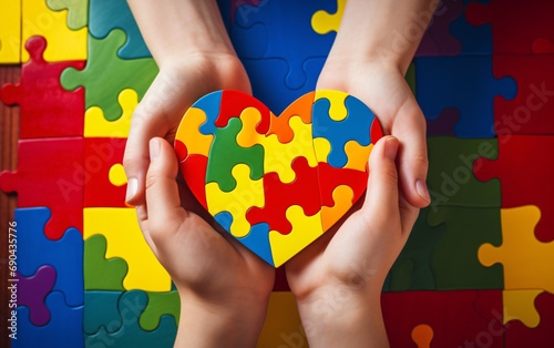 heart puzzle hands, holding jigsaw puzzle, heart shape symbol, puzzle heart, International autism day, World autism,