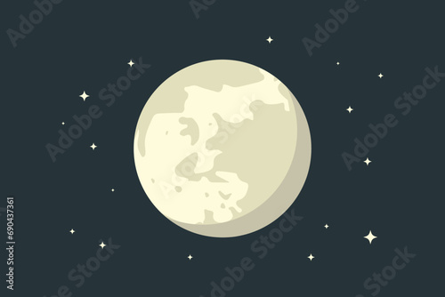 Full moon with stars in outer space background