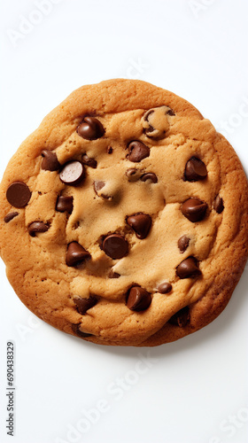 Chocolate chip cookie on a white background