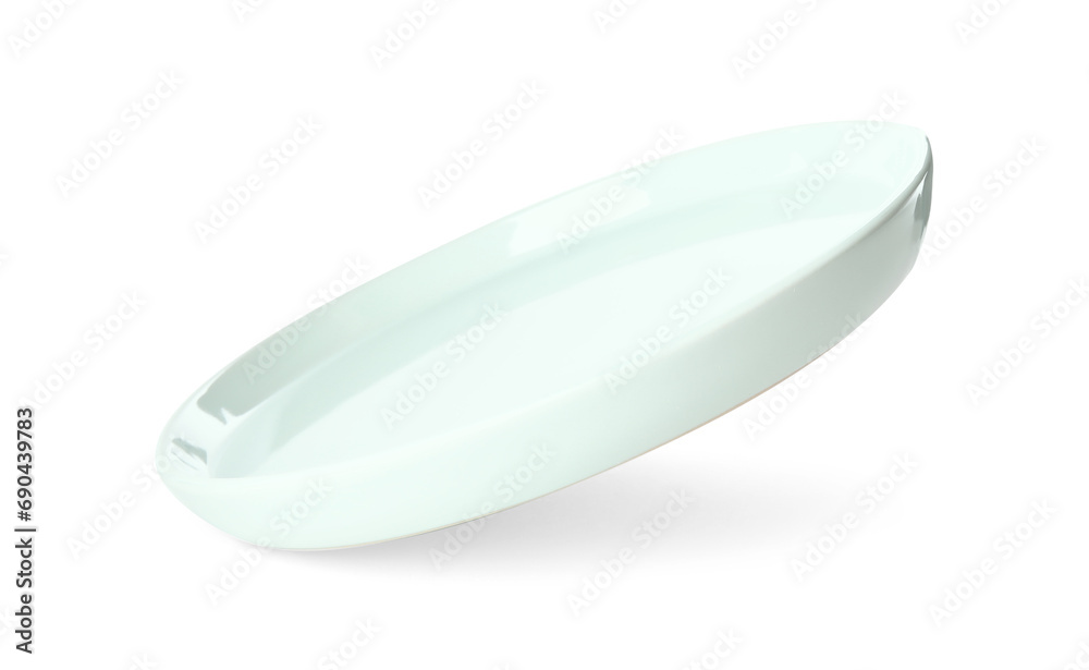 Clean light blue plate isolated on white Clean light blue plate isolated on white