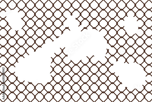 Metal fence broken wire vector.