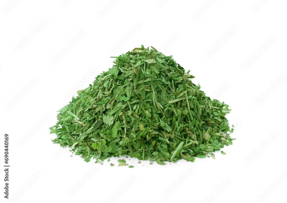 Heap of dried parsley isolated on white Heap of dried parsley isolated on white