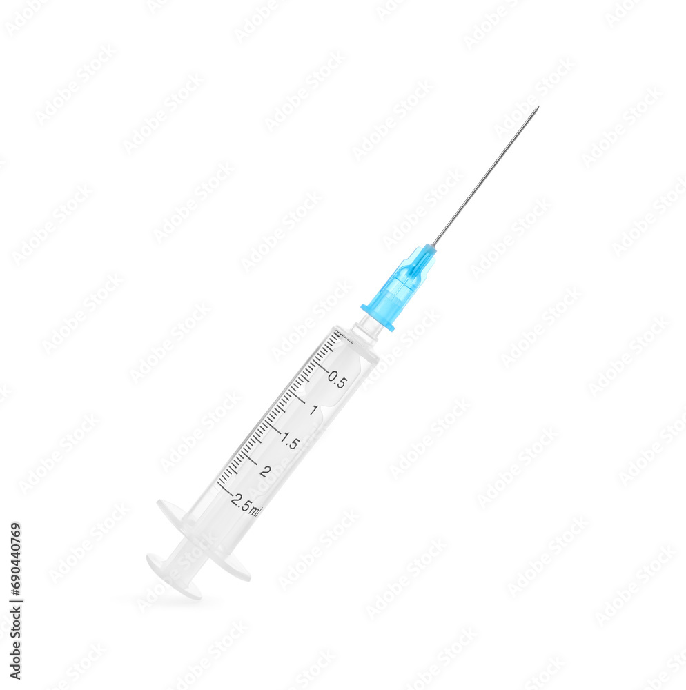 New medical syringe with needle isolated on white New medical syringe with needle isolated on white